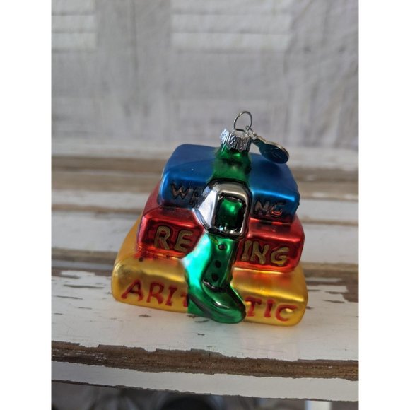 Dept 56 books reading school arithmetic ornament X - Picture 1 of 7